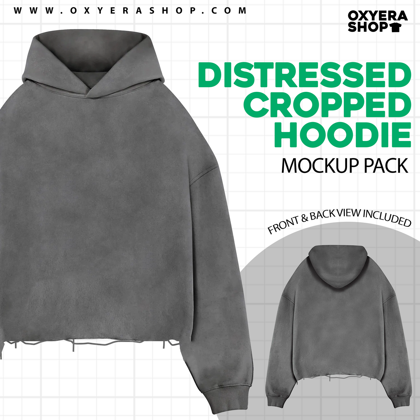 DISTRESSED CROPPED HOODIE MOCKUP PACK